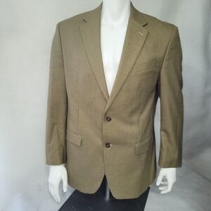 CHAPS‎ Mens 40R Brown Houndstooth Two Button Blazer Sport Coat Jacket
